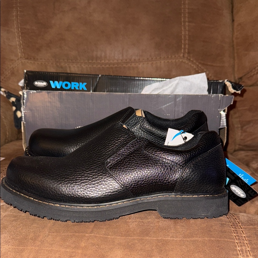 Dr. Scholl's Black Winder II Slip Resistant Leather Slip-On Loafer Size 10W Mens